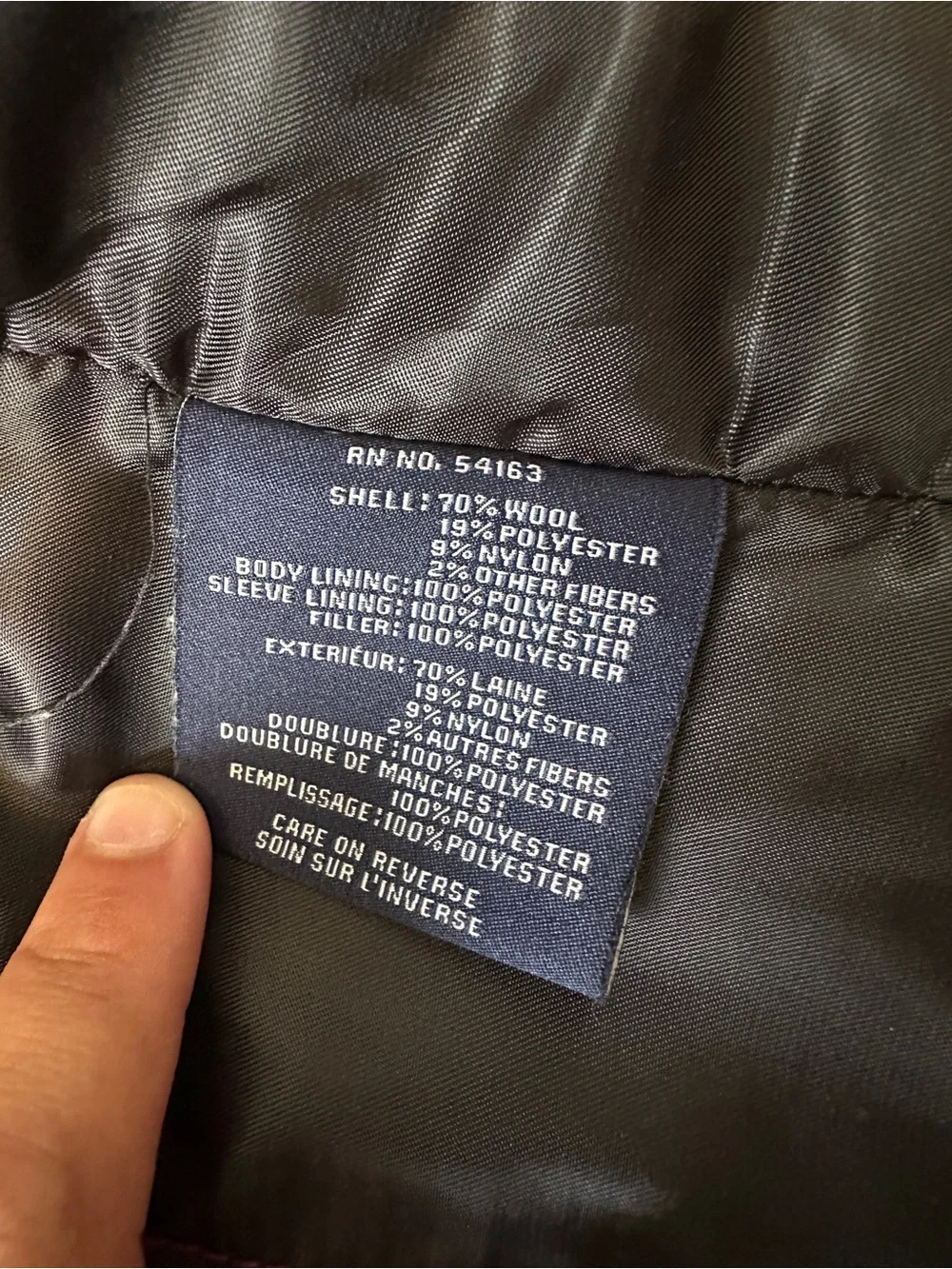 Tommy Hilfiger Black Double-Breasted Pea Coat with Red Lining